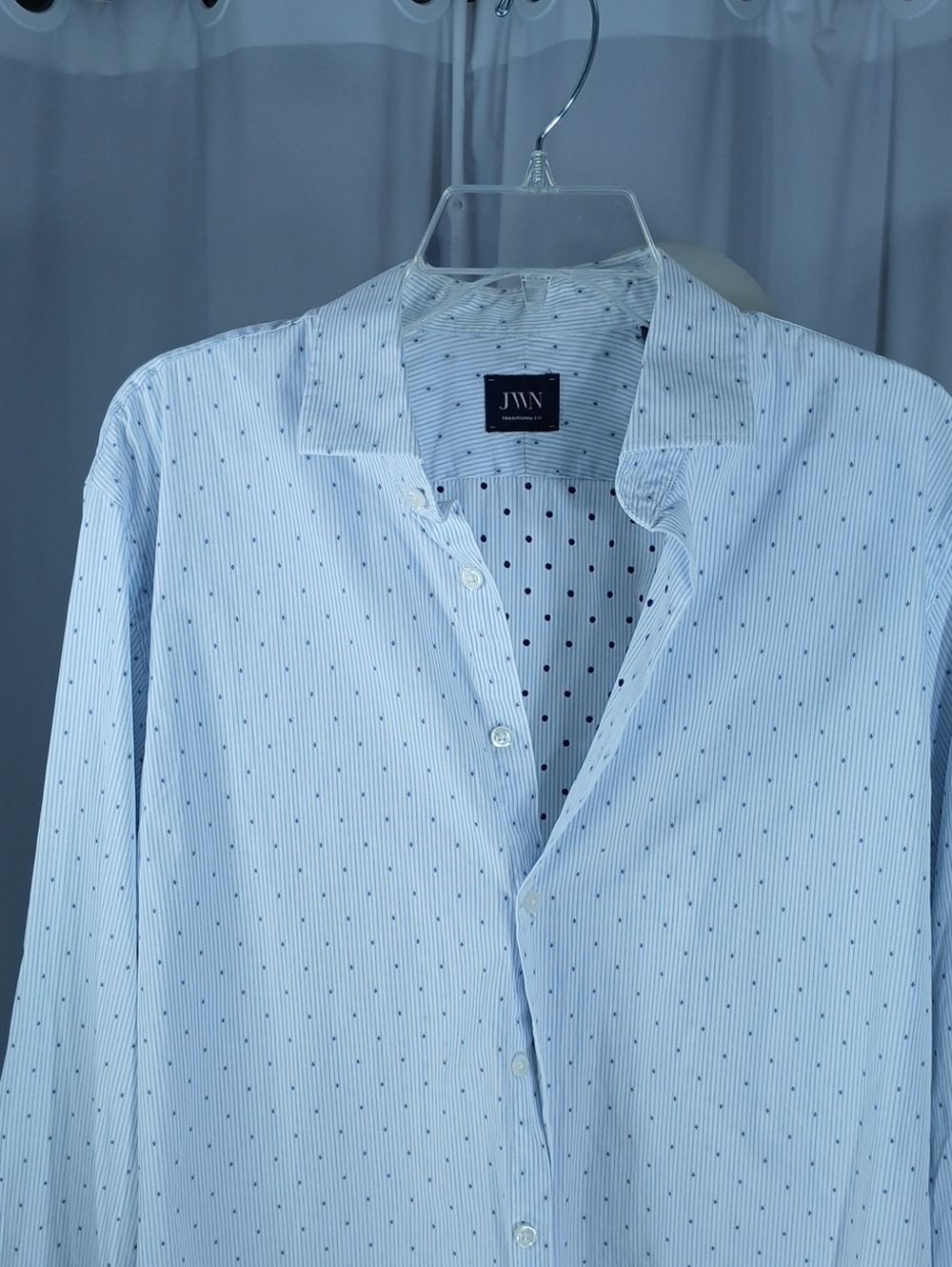 JWN Men's Light Blue Pinstripe cotton Button-Down Shirt